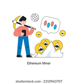 Ethereum Miner Flat Style Design Vector illustration. Stock illustration