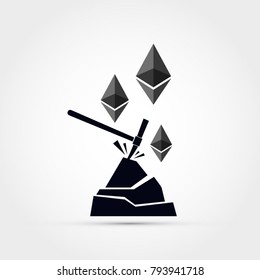 Ethereum mining concept vector illustration