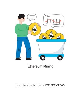 Ethereum Mining Flat Style Design Vector illustration. Stock illustration