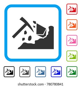 Ethereum Mining Hammer icon. Flat grey iconic symbol in a blue rounded rectangular frame. Black, gray, green, blue, red, orange color additional versions of Ethereum Mining Hammer vector.