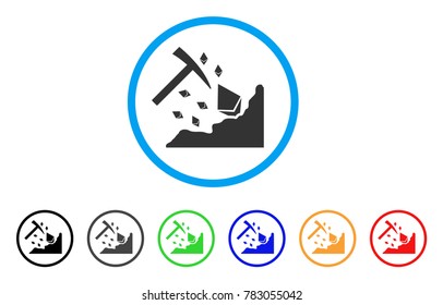 Ethereum Mining Hammer rounded icon. Style is a flat gray symbol inside light blue circle with additional color versions. Ethereum Mining Hammer vector designed for web and software interfaces.