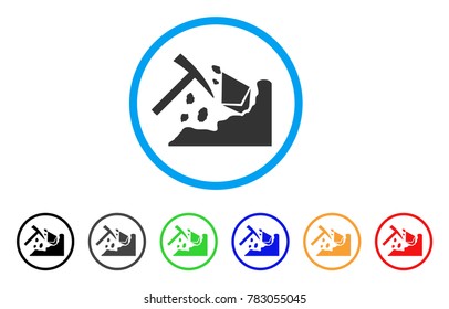 Ethereum Mining Hammer rounded icon. Style is a flat gray symbol inside light blue circle with additional color versions. Ethereum Mining Hammer vector designed for web and software interfaces.