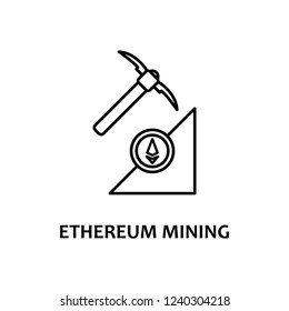 ethereum mining icon with name. Element of crypto currency for mobile concept and web apps. Thin line ethereum mining icon can be used for web and mobile