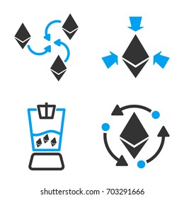 Ethereum Mixer vector icon set. Style is bicolor flat symbols.