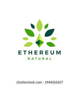 ethereum natural leaf cryptocurrency blockchain logo vector icon illustration