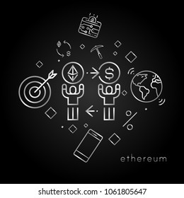 Ethereum network crytocurrency vector concept