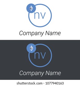 Ethereum NV letters business logo icon design template elements. Vector color sign.