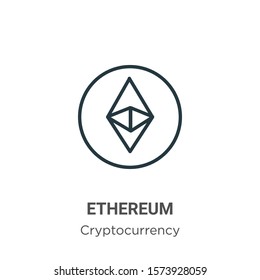 Ethereum outline vector icon. Thin line black ethereum icon, flat vector simple element illustration from editable cryptocurrency concept isolated on white background