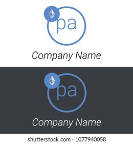 Ethereum PA letters business logo icon design template elements. Vector color sign.