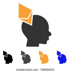 Ethereum Penetrated Head icon. Vector illustration style is flat iconic symbol with black, grey, orange, blue color variants. Designed for web and software interfaces.