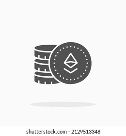 Ethereum pile glyph icon. Can be used for digital product, presentation, print design and more.
