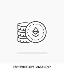 Ethereum pile line icon. Editable stroke and pixel perfect. Can be used for digital product, presentation, print design and more.