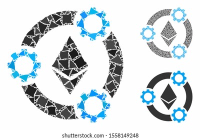 Ethereum pool collaboration composition of inequal parts in different sizes and color tones, based on Ethereum pool collaboration icon. Vector inequal parts are organized into collage.