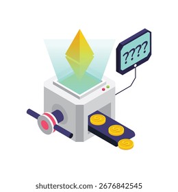 Ethereum Price isometric vector illustration.