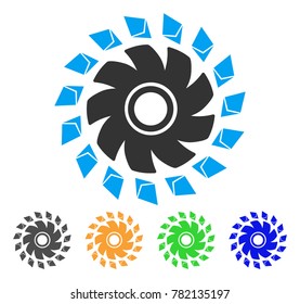 Ethereum Propeller icon. Vector illustration style is a flat iconic ethereum propeller symbol with gray, green, blue, yellow color versions. Designed for web and software interfaces.