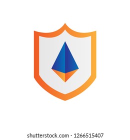 ethereum protection icon design with modern concept and simple logo shape style design vector eps 10 