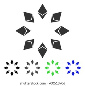 Ethereum Radial flat vector pictograph. Colored ethereum radial, gray, black, blue, green icon versions. Flat icon style for web design.