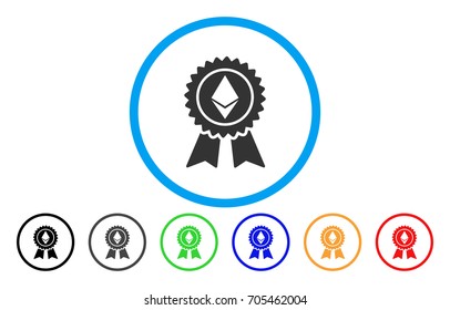 Ethereum Reward Seal flat vector pictograph for application and web design.