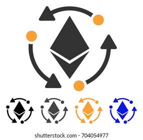 Ethereum Rotation icon. Vector illustration style is flat iconic symbol with black, gray, orange, blue color variants. Designed for web and software interfaces.