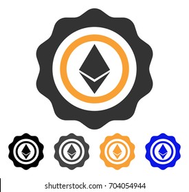 Ethereum Seal icon. Vector illustration style is flat iconic symbol with black, grey, orange, blue color variants. Designed for web and software interfaces.