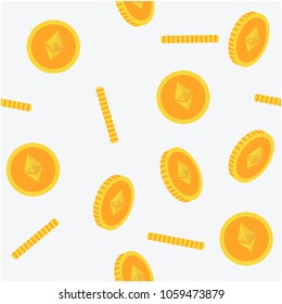 Ethereum Seamless 3D flat style yellow coins Pattern