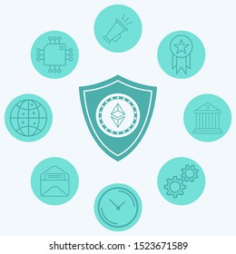 Ethereum shield vector icon sign symbol