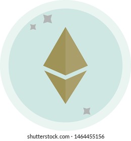 Ethereum sign vector icon. Crypto currency symbol. Blockchain based secure cryptocurrency. Isolated illustration Internet money. Digital coin and gold