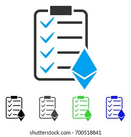 Ethereum Smart Contract flat vector pictogram. Colored ethereum smart contract, gray, black, blue, green icon versions. Flat icon style for application design.