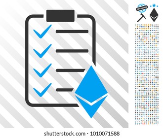 Ethereum Smart Contract icon with 700 bonus bitcoin mining and blockchain icons. Vector illustration style is flat iconic symbols designed for crypto currency websites.