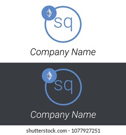 Ethereum SQ letters business logo icon design template elements. Vector color sign.