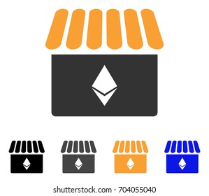 Ethereum Store icon. Vector illustration style is flat iconic symbol with black, gray, orange, blue color variants. Designed for web and software interfaces.