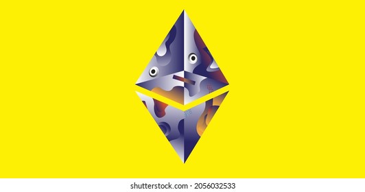Ethereum surealism drawing art vector illustration EPS 10