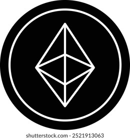 Ícone de Símbolo Ethereum ou Ilustração para Criptomoeda e Tecnologia Blockchain