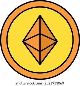 Ícone de Símbolo Ethereum ou Ilustração para Criptomoeda e Tecnologia Blockchain