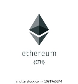 Ethereum Symbol Vector Icon. Ethereum crypto currency coin chrystal art icon logo.