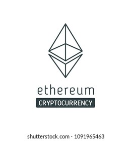 Icono de vector símbolo etéreo. Ethereum cripto moneda moneda de moneda de color chrystal art logo.