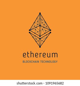 Ethereum Symbol Vector Icon. Ethereum crypto currency coin chrystal art icon logo.