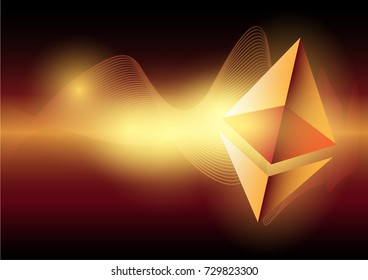 Ethereum symbols on abstract blue background. Competing cryptocurrencies concept.