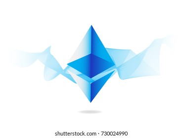 Ethereum symbols on abstract blue background. Competing cryptocurrencies concept.