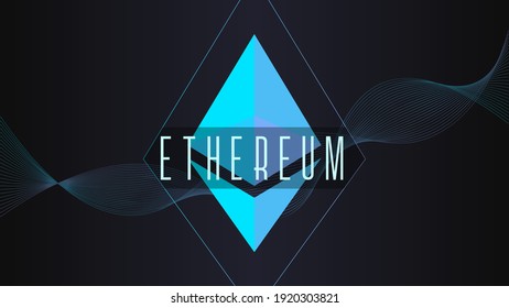 Ethereum Text, Colorful Gradient Abstract Wave Background.