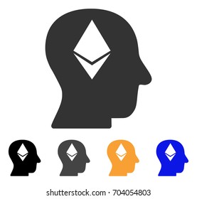 Ethereum Thinking Head icon. Vector illustration style is flat iconic symbol with black, gray, orange, blue color variants. Designed for web and software interfaces.
