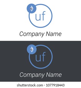 Ethereum UF letters business logo icon design template elements. Vector color sign.
