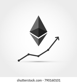 Ethereum value rising concept -vector illustration