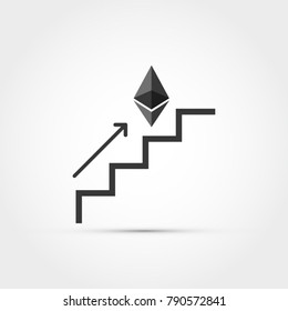 Ethereum value rising concept -vector illustration