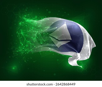 Ethereum, vector 3d flag on green background and numbers