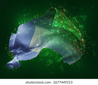 Ethereum, bandeira 3d vetorial no plano de fundo verde