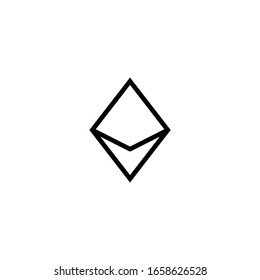 Ethereum vector icon in linear, outline icon isolated on white background