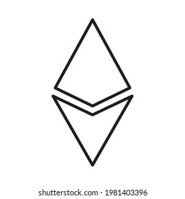 Ethereum vector icon. outline icon isolated on white background