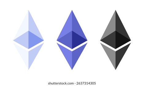 Ethereum vector icon set, Isolated Cryptocurrency symbol design, Investment graphic elements in Flat style, Finance, Trade and Business pictogram, Editable