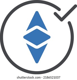 Ethereum Vector illustration on a transparent background.Premium quality symbols.Glyphs vector icon for concept and graphic design.